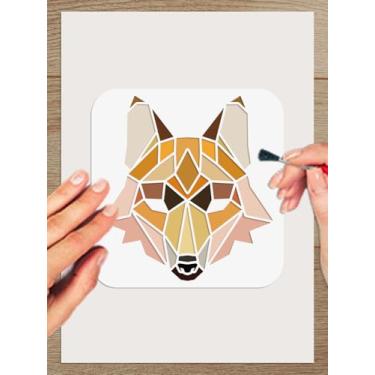 Imagem de 1 estêncil de desenho vazado de raposa, estêncil geométrico de plástico, modelos de arte reutilizáveis para cartão de scrapbook, pintura em piso de parede de madeira, decoração de casa, 150 x 150 mm