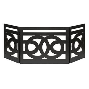 Imagem de Etna Portão de Madeira Independente para Animais de Estimação, Cerca Dobrável para Cães com 3 Painéis - 48" de Largura X 19" de Altura - Portofino Preto