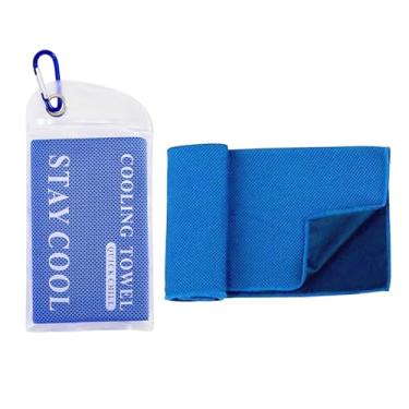 Imagem de Toalhas refrescantes (119 x 30 cm) para pescoço e rosto, toalha de gelo para clima quente, toalhas de ginástica macias e respiráveis, toalha de microfibra para treino, ioga, corrida, acampamento (azul