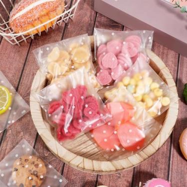 Imagem de 200 unidades de sacos de celofane autovedantes de 10 x 14 cm, sacos de guloseimas transparentes e resseláveis para embalagem de presente, pipoca de biscoito e doces para casamento, dia dos namorados