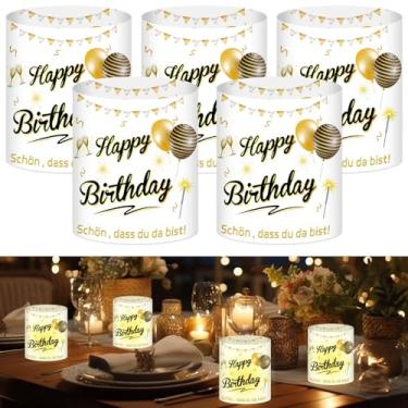 Imagem de Pacote com 12 lanternas Schön DASS Du Da Bist, decoração de mesa de feliz aniversário, suportes de luz de chá