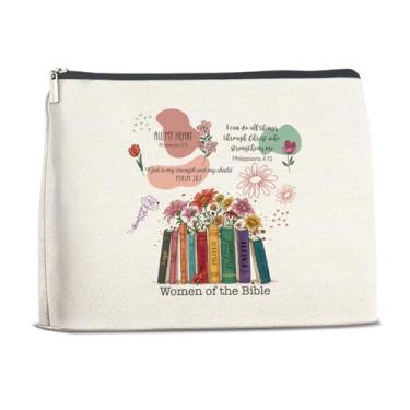 Imagem de Presentes cristãos para mulheres, inspirador versículo bíblico bolsa de maquiagem feminina da Bíblia bolsa cosmética espiritual bolsa de higiene pessoal de viagem