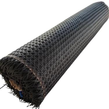 Imagem de Palha Palhinha Natural Sextavada Rattan 2mt x 50cm Decoração Cadeira Móveis(Preto)