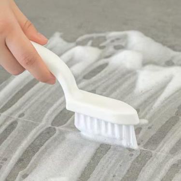 Imagem de 1 escova de limpeza de ranhura de plástico portátil: ideal para deck de navio, banheiro, trilhos de janela e porta - branco, manual, sem cantos inoperantes