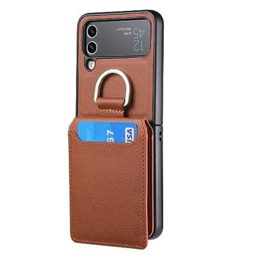 Imagem de Adequado para Samsung ZFlip5 Lychee padrão dedo anel carteira caso inserir titular do cartão hardware fivela caso do telefone, T2, Para Samsung Z Flip 4
