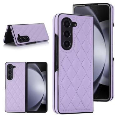 Imagem de Capa de couro para celular Samsung Galaxy Z Fold 6, 5, 4 e 3, proteção contra bloqueio, roxa, para Galaxy Z Fold 4
