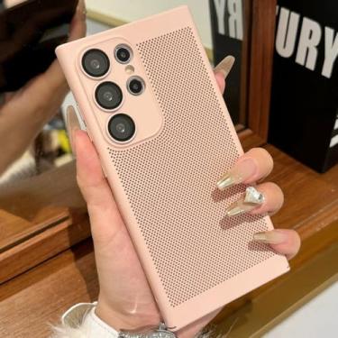 Imagem de Capa de malha respirável com dissipação de calor para Samsung Galaxy S25 S24 S23 S22 S21 S20 Fe Note 20 Ultra Plus A54 A24 A34 Capa rígida para PC (para S20 FE/rosa)