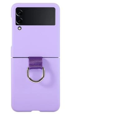 Imagem de Capa fofa em cores doces para Samsung Galaxy Z Flip 5 3 4 Cabo com alça de mão Capa de silicone macio para Samsung Galaxy Z Flip4 Z Flip5 3, Roxo, para Z Flip 3