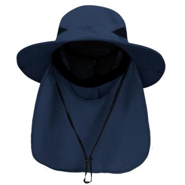 Imagem de Chapéu PFFY Wide Brim UPF 50+ Fishing Beach Blue com aba de pescoço