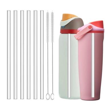 Imagem de Haundry Pacote com 6 canudos de substituição compatíveis com Owala FreeSip Sway, garrafa de água FreeSip de 1,2 litros, com 2 limpadores de palha, canudos transparentes reutilizáveis para Owala