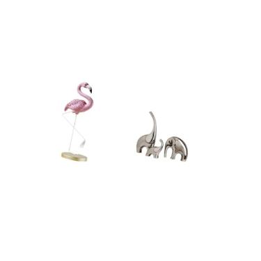 Imagem de Fenteer Estátua de Flamingo E Elefante em Resina Cerâmica, Escultura de Arte Moderna para Decoração de Casa, Jardim, Quintal, Lago, Canteiro de Flores, Lareir