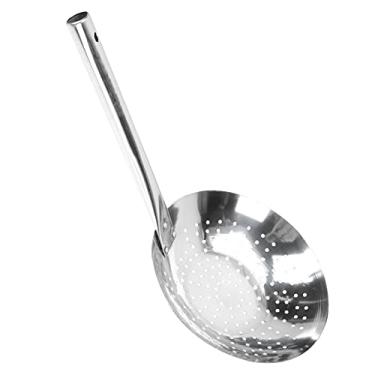 Imagem de YARDWE 1 escorredor de macarrão de aço inoxidável colher de escumadeira resistente para cozinhar ferramenta de cozinha multiuso para coar batatas fritas, legumes, carne, mais seguro, fácil de limpar
