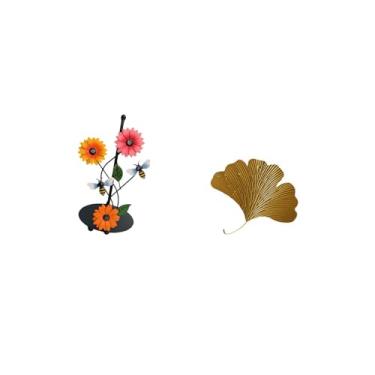 Imagem de Fenteer Suporte para Papel Toalha em Formato de Folhas de Ginkgo, Antiderrapante, Vertical, em Ferro Forjado, Escultura Abstrata para Parede, Ideal para Sala