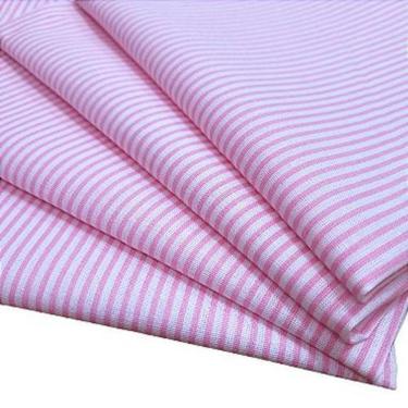 Imagem de Kit 4 Guardanapos De Tecido Algodão Listrado Rosa 39Cmx39Cm