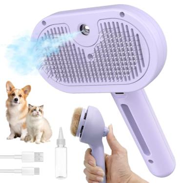 Imagem de Escova spray para gatos para queda, escova a vapor 3 em 1, remove pelos voadores estáticos, escova de cachorro autolimpante, para cabelos longos e curtos, escova de cuidados com animais de estimação,