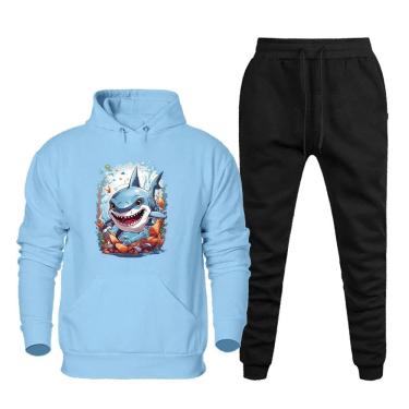 Imagem de Conjunto Casaco de Moletom Plus Size Masculino Estampado Com Calça Moderna Caminhada Dia a Dia