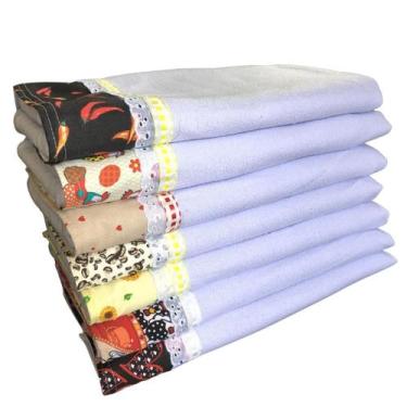 Imagem de Pano De Prato Pé de Galinha Bordado Ingles  Kit 10 peças - PÈ DE G