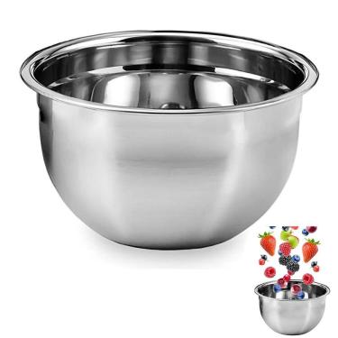 Imagem de Tigela Bowl Inox Bacia Cumbuca Cozinha Casa Restaurante Lanchonete Receita Preparo Armazenamento Multiuso Versatil