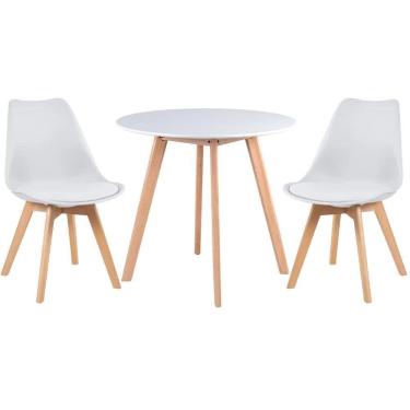 Imagem de Conjunto Mesa Jantar Leda 80cm Branca + 2 Cadeiras Leda - Brancas
