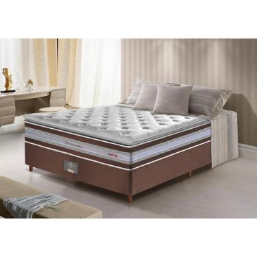 Imagem de Conjunto Cama Box Casal De Molas Ensacadas D33 Com Pillow Top Cama Inbox Select 138x188x71 Café