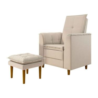 Imagem de Poltrona Decorativa Amamentação Reforçada Puff Luly Veludo bege