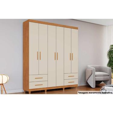Imagem de Guarda Roupa 6 Portas E 4 Gavetas C- Pés Canadá Plus Cinamomo-off White - Conquista