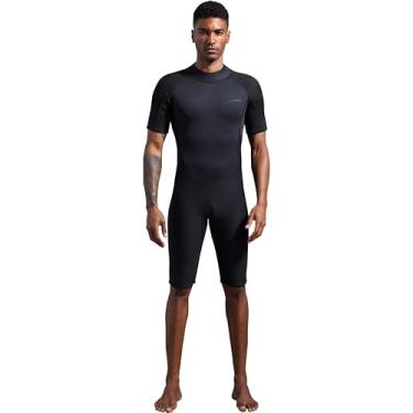 Imagem de Dark Lightning Wetsuits para Homens, 2/2 Mm Shorty Wet para Homens Natação Em Água Fria, Mergulho Masculino Surfe Mergulho com Snorkel Caiaque Esportes Aquáticos (Preto, Grande)