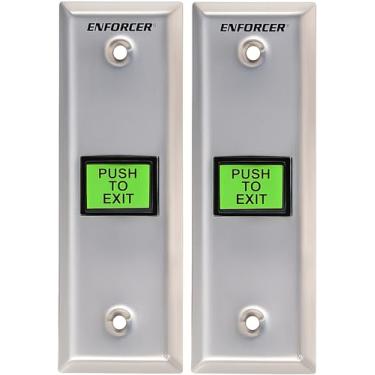 Imagem de Seco-Larm SD-7103GC-PTQ Pacote com 2 placas iluminadas push to exit com temporizador, aço inoxidável fino, atraso ajustável, saída de campainha, controle de acesso certificado UL