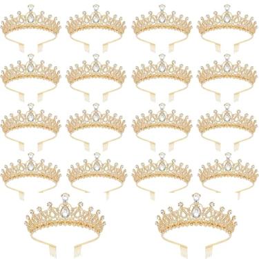 Imagem de CIEHER 18 peças de coroas douradas para mulheres, tiaras de princesa com coroa de rainha de cristal para formatura, festa de aniversário, fantasia de Halloween