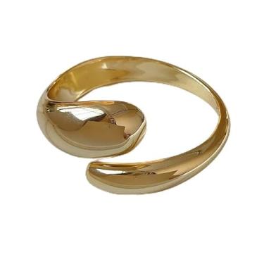 Imagem de Pulseira feminina dourada polida grossa torcida com gota d'água em espiral oval, Medium, Acrílico, Sem Pedra Preciosa