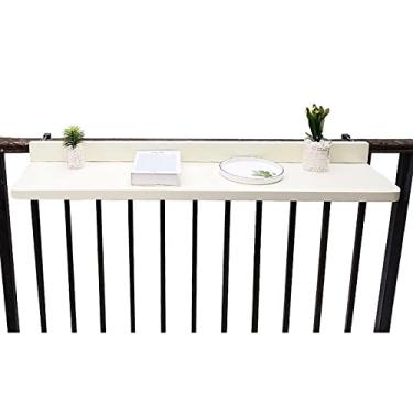 Imagem de Mesa de varanda montada na parede, grade ajustável ao ar livre, barra de varanda, mesa lateral suspensa para escritório em casa, estudo ou cozinha, 80 × 40 cm, preto, branco (tamanho: 80 x 40 cm)