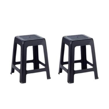 Imagem de Kit Com 02 Banqueta Plastico Banco Resistente Suporta Até 120 Kg