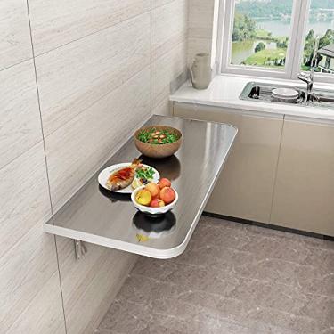 Imagem de Mesa dobrável flutuante montada na parede, economia de espaço, mesa de laptop para quarto, varanda, sala de jantar, 120 x 30 cm