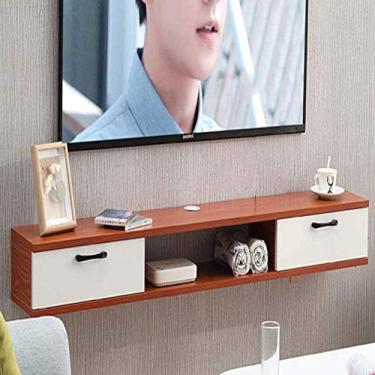 Imagem de Prateleira de TV flutuante montada na parede armário de TV moderno para pendurar na parede madeira maciça simples sala de estar pequeno armário de pintura para apartamento para pendurar em casa