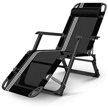 Imagem de Espreguiçadeira de jardim, cadeiras dobráveis de acampamento, cadeira dobrável de jardim, reclinável, ajustável, reclinável, espreguiçadeira, área externa, para pessoas pesadas (cor, preta), preta