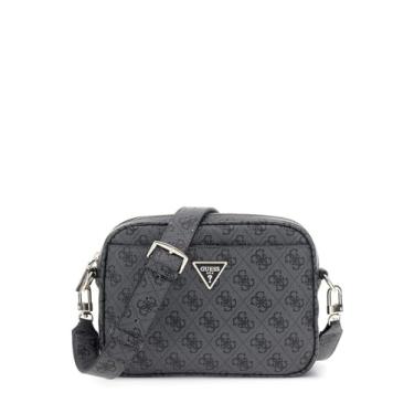 Imagem de GUESS Bolsa feminina Meridian II para câmera, Logotipo de carvão, One Size