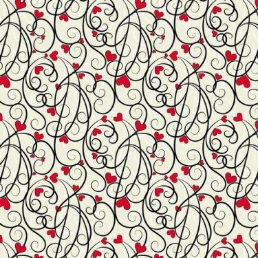 Imagem de Papel De Parede Corações Linhas Pretas Adesivo Quarto Sala - LRP