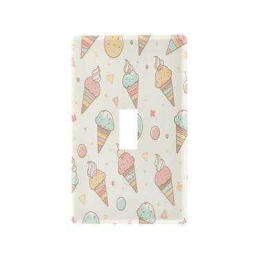 Imagem de Blueangle Capa para placa de parede para interruptor de luz - Capa decorativa para interruptor de luz com padrão de sorvete, placa de parede, tamanho 1 gangue 4,53 x 2,76 polegadas (480)