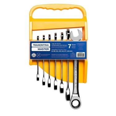 Imagem de Jogo de Chave Combinada Catraca 8 a 19 MM com 7 Peças TRAMONTINA