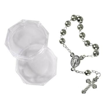 Imagem de Mini Terço com Embalagem Italiana - SJO Artigos Religiosos, Prata