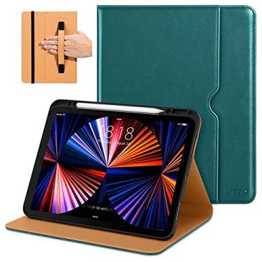 Imagem de DTTO Capa para iPad Pro 12.9 6ª/5ª/4ª/3ª Geração 2022/2021/2020/2018, capa de couro premium com suporte para Apple Pencil integrado – ativação automática e vários ângulos de visualização, verde