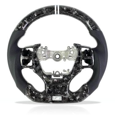 Imagem de Volante de carro para Lexus é RCF sport volante de fibra de carbono 2014 2015 2016 2017 2018 2019 2020 2021 2022 2023 2024 (fibra de carbono forjada prata + couro perfurado)