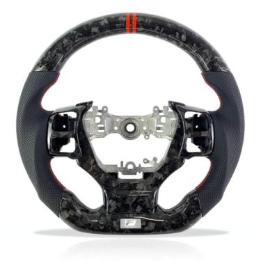 Imagem de Volante de carro para Lexus é RCF sport volante de fibra de carbono 2014 2015 2016 2017 2018 2019 2020 2021 2022 2023 2024 (fibra de carbono forjada preta + couro perfurado)