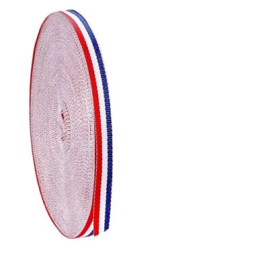 Imagem de Rolos de fita de cetim de 25 metros para artesanato, fita de tecido de poliéster listrado de 6,5 cm para embrulho de presente, buquê de flores e casamento (vermelho branco azul)