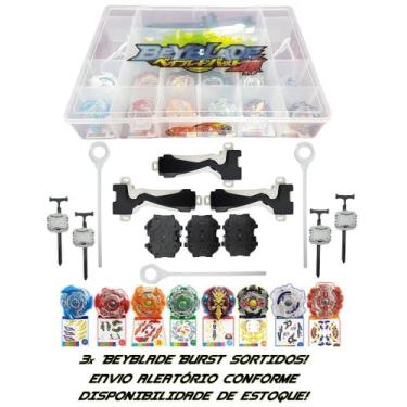 Imagem de Kit 3 Beyblade Burst + 7 Lançadores 3 Grip + Maleta Beyblade - Lianfa 