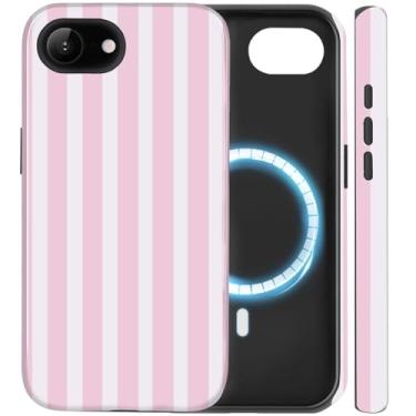 Imagem de Amzfield Capa para iPhone 16e compatível com Magsafe Bonito Listrado Estético Design Magnético Mulheres Meninas Outono Chique Feminino Bonita Camada Dupla Proteção Híbrida Capa Elegante para iPhone 16