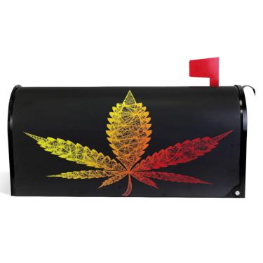 Imagem de TSENQUE Capas magnéticas decorativas para caixa de correio de primavera envoltórios de vinil preto colorido folha arte moderna caixa de correio decoração de jardim tamanho padrão 52,6 x 45,8 cm