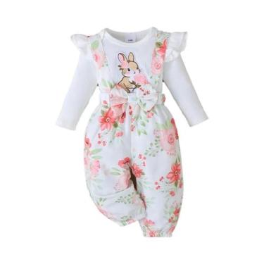 Imagem de Conjunto De 3 Peças Para Bebê Menina: Macacão Com Mangas Voando, Calça