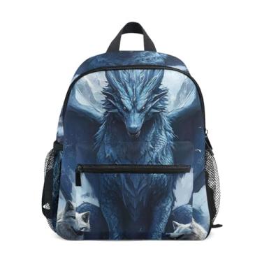 Imagem de GAIGEO Wolf Dragon Animal Print Backpack for Baby with Whistle, Adjustable Chest Strap, Backpack for Kindergarten Boys Lightweight & Compact for Ages 3-8