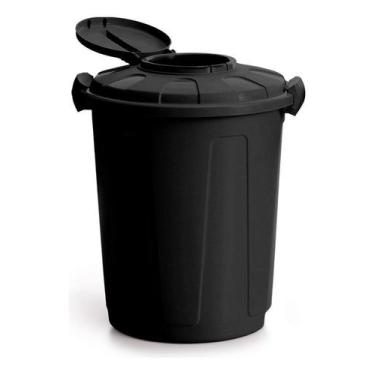 Imagem de Lixeira Preta Cesto De Lixo Grande Cozinha 60 Litros Higiene - Injepla